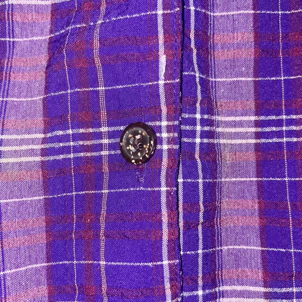 White Stag Purple Plaid Button Down Shirt M 8-10 - Picture 9 of 11